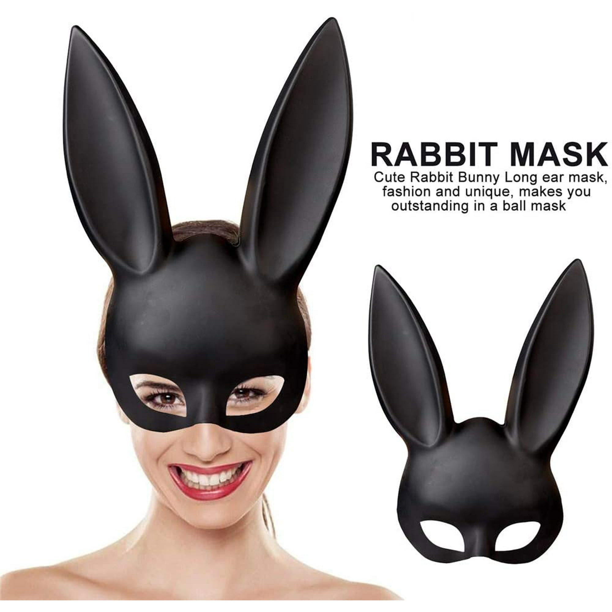 Happyyami Half Face Rabbit Mask Bunny Ear Eye Mask for Halloween Party Costume Cosplay Accessory
